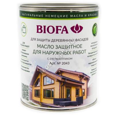 BIOFA 2043 Масло защитное для наружных работ с антисептиком 1 л.
