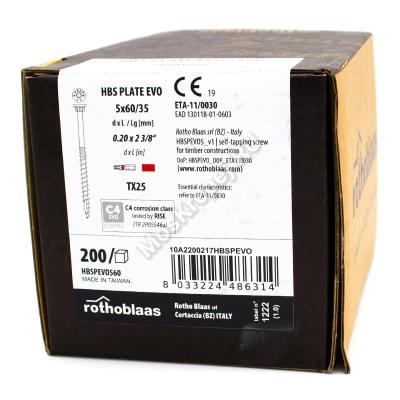 Саморез Rothoblaas HBS PLATE EVO 5x60 