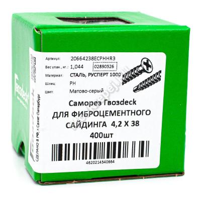 Саморез Гвозdek для фиброцементного сайдинга 4,2х38 (400 шт.)