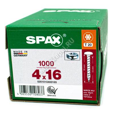 Саморез SPAX 4x16 полусферическая головка 