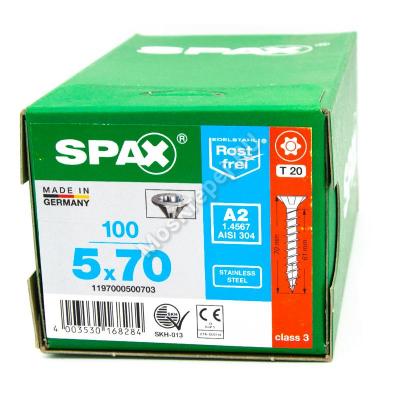 SPAX 5x70 нержавеющая сталь A2, полная резьба