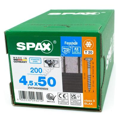 Саморез для фасадной доски с двойной резьбой SPAX 4.5x50 чёрный