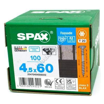 Саморез для фасадной доски с двойной резьбой SPAX 4.5x60 чёрный