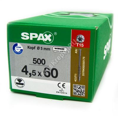 Саморез SPAX 4.5x60 для террасной доски 
