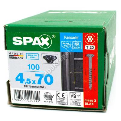Саморез для фасадной доски SPAX 4.5x70 чёрный